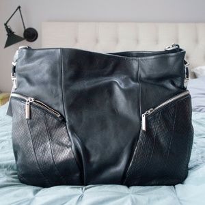 Palethorp hobo bag.  Black leather and snakeskin.